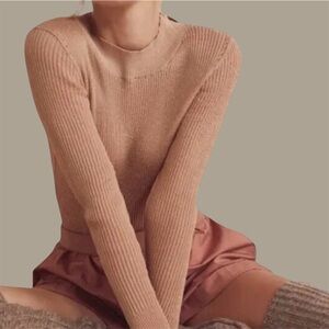 Free People Luxe Life Bodysuit Lurex Ribbed Knit Metallic Bronze S NWT